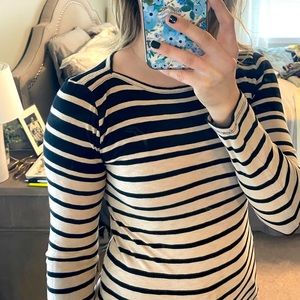 J Crew Long Sleeve Boatneck Striped Artist T